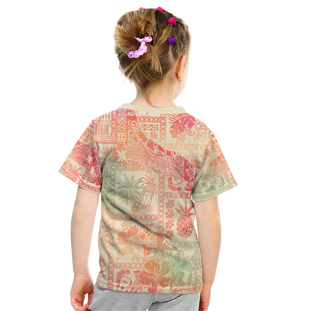 Hawaii Kid T Shirt Aloha Tribal Pattern Sweat Pink Ombre - Wonder Print Shop