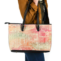 Hawaii Leather Tote Bag Aloha Tribal Pattern Sweat Pink Ombre - Wonder Print Shop