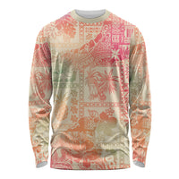 Hawaii Long Sleeve Shirt Aloha Tribal Pattern Sweat Pink Ombre - Wonder Print Shop
