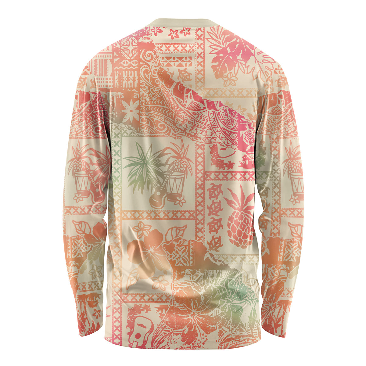 Hawaii Long Sleeve Shirt Aloha Tribal Pattern Sweat Pink Ombre - Wonder Print Shop