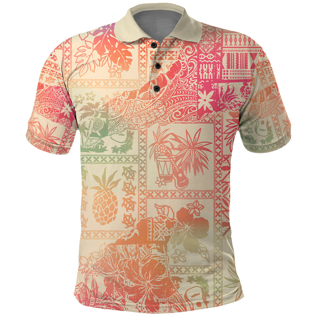 Hawaii Polo Shirt Aloha Tribal Pattern Sweat Pink Ombre - Wonder Print Shop