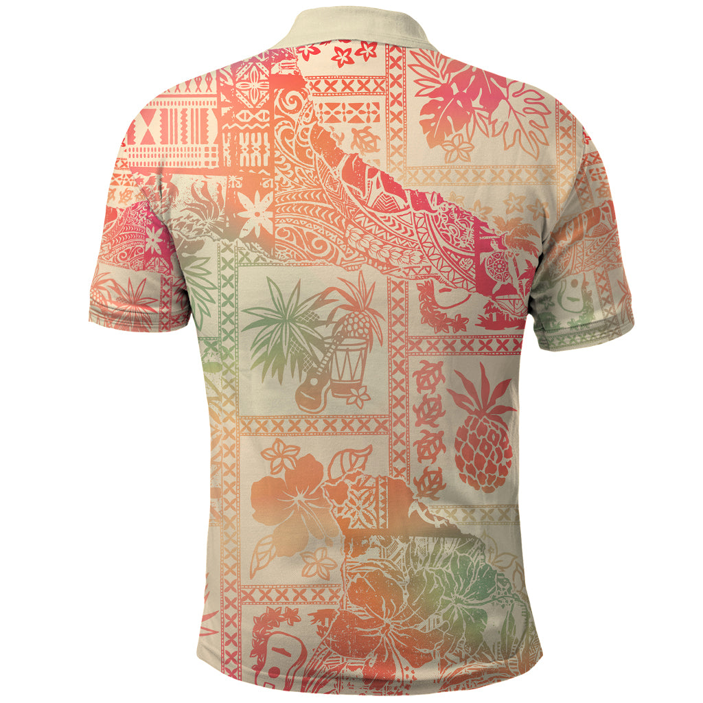 Hawaii Polo Shirt Aloha Tribal Pattern Sweat Pink Ombre - Wonder Print Shop