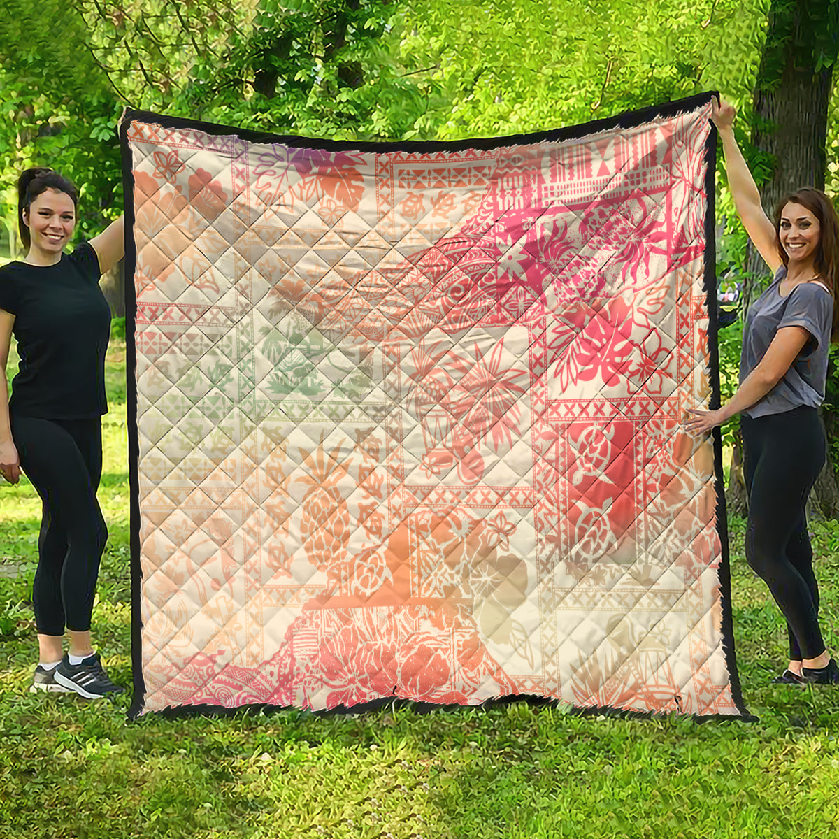 Hawaii Quilt Aloha Tribal Pattern Sweat Pink Ombre - Wonder Print Shop