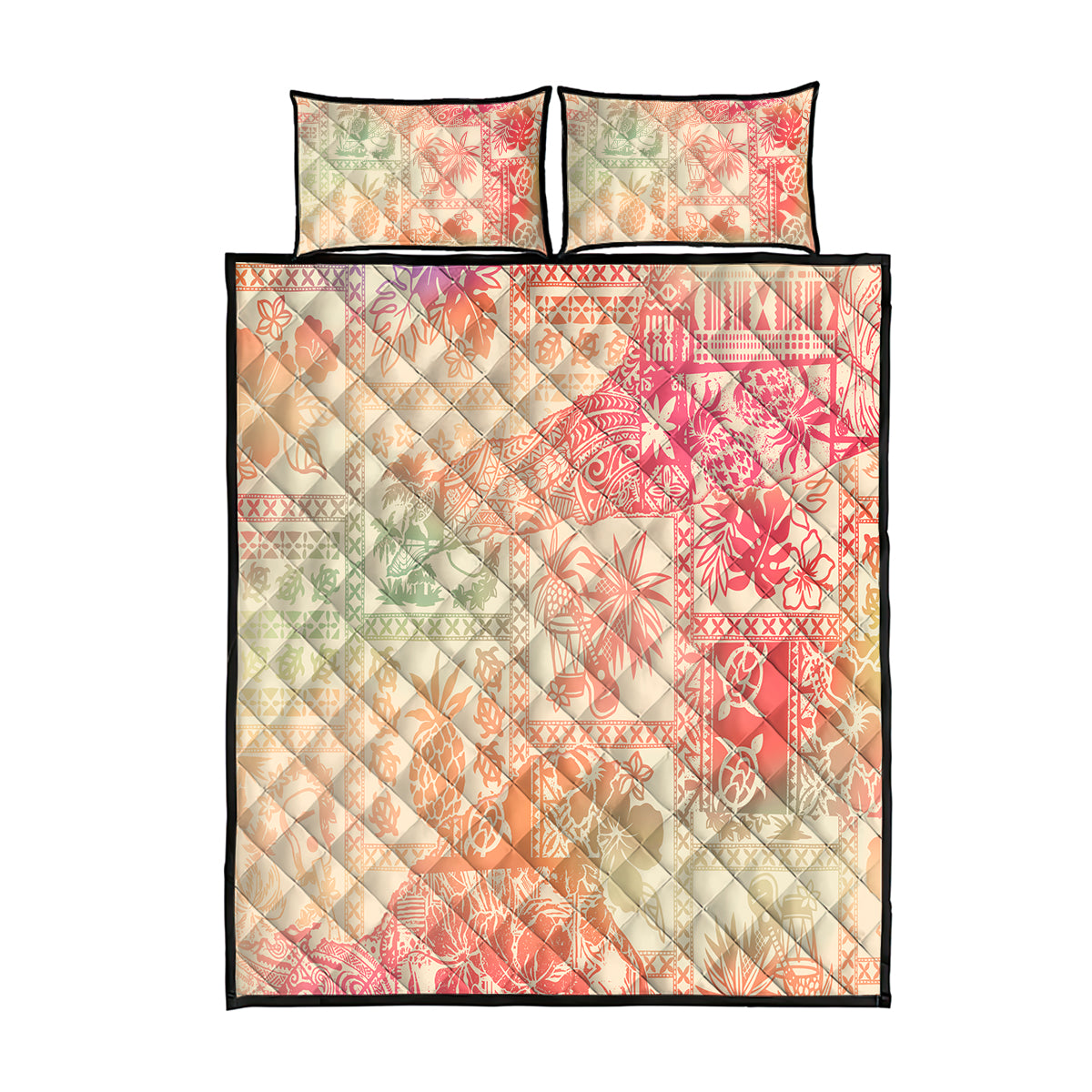 Hawaii Quilt Bed Set Aloha Tribal Pattern Sweat Pink Ombre - Wonder Print Shop