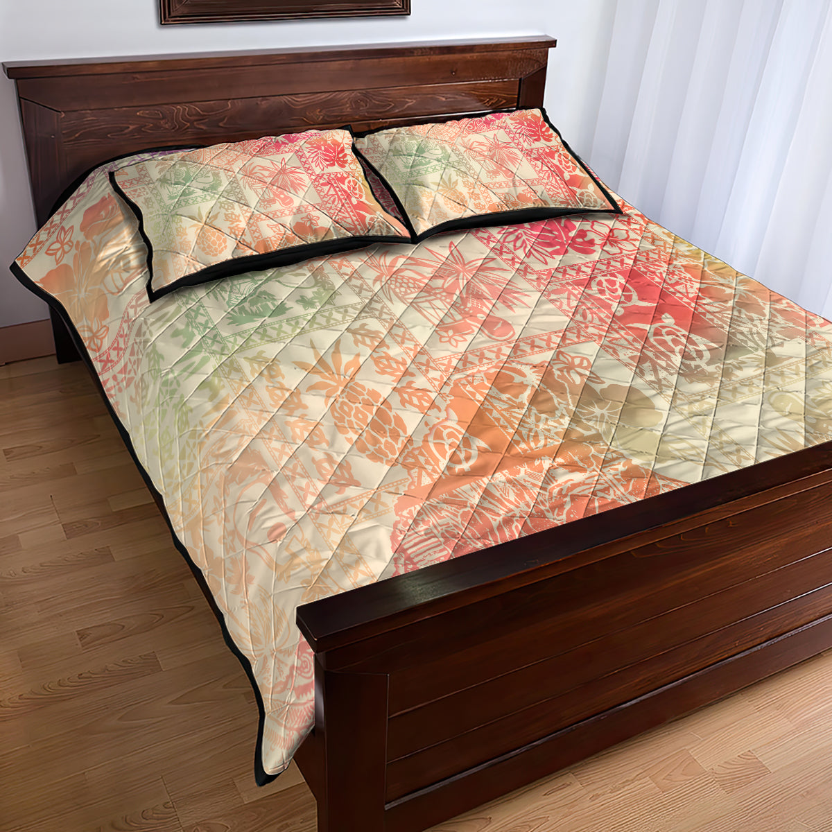 Hawaii Quilt Bed Set Aloha Tribal Pattern Sweat Pink Ombre - Wonder Print Shop