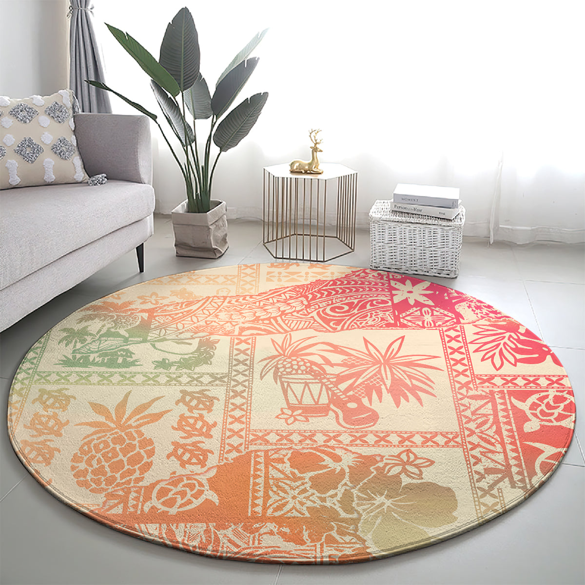 hawaii-round-carpet-aloha-tribal-pattern-sweat-pink-ombre