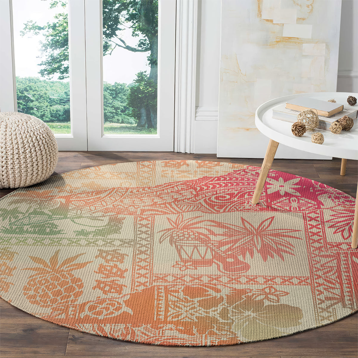 hawaii-round-carpet-aloha-tribal-pattern-sweat-pink-ombre