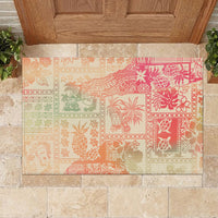 Hawaii Rubber Doormat Aloha Tribal Pattern Sweat Pink Ombre - Wonder Print Shop
