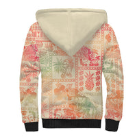 Hawaii Sherpa Hoodie Aloha Tribal Pattern Sweat Pink Ombre - Wonder Print Shop