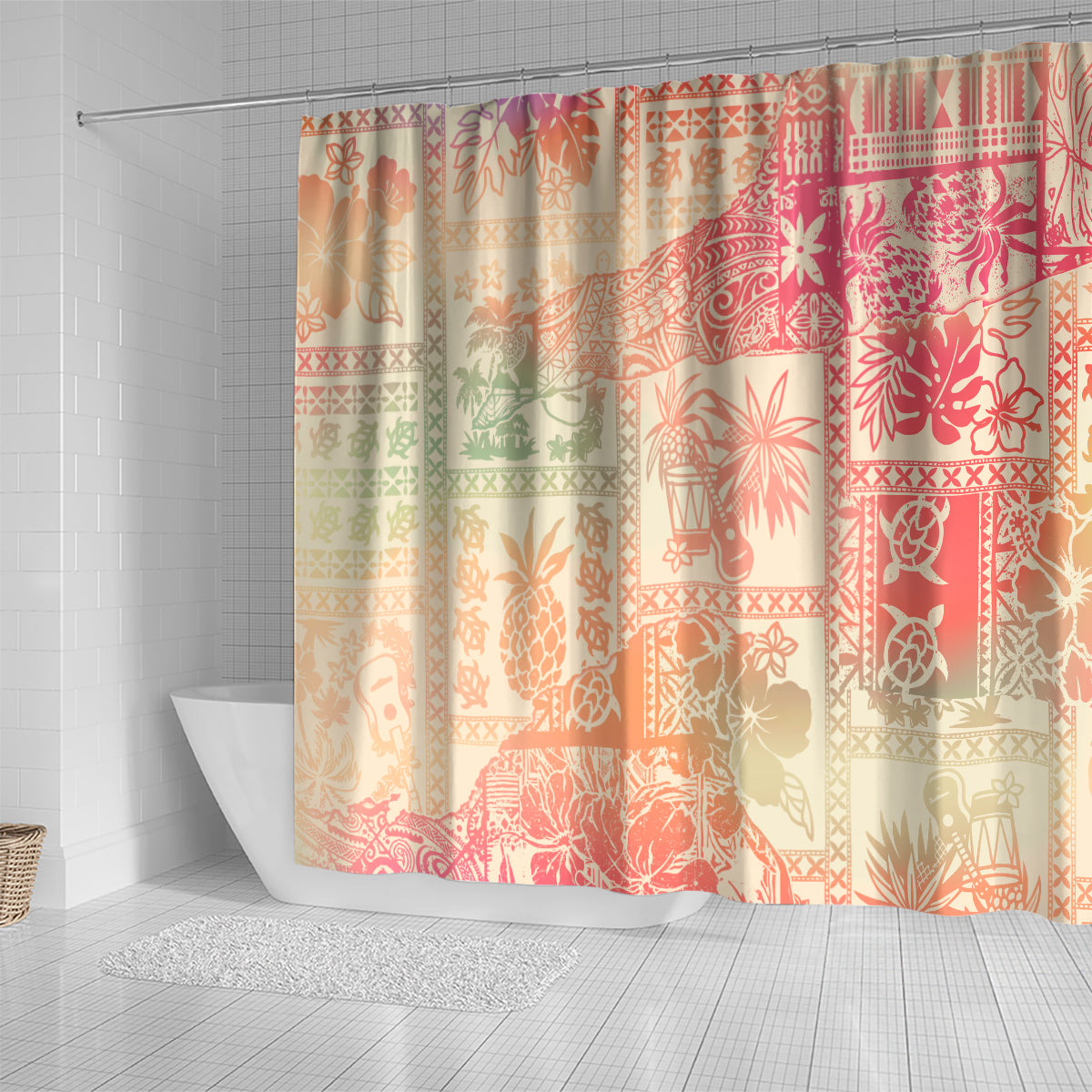 hawaii-shower-curtain-aloha-tribal-pattern-sweat-pink-ombre