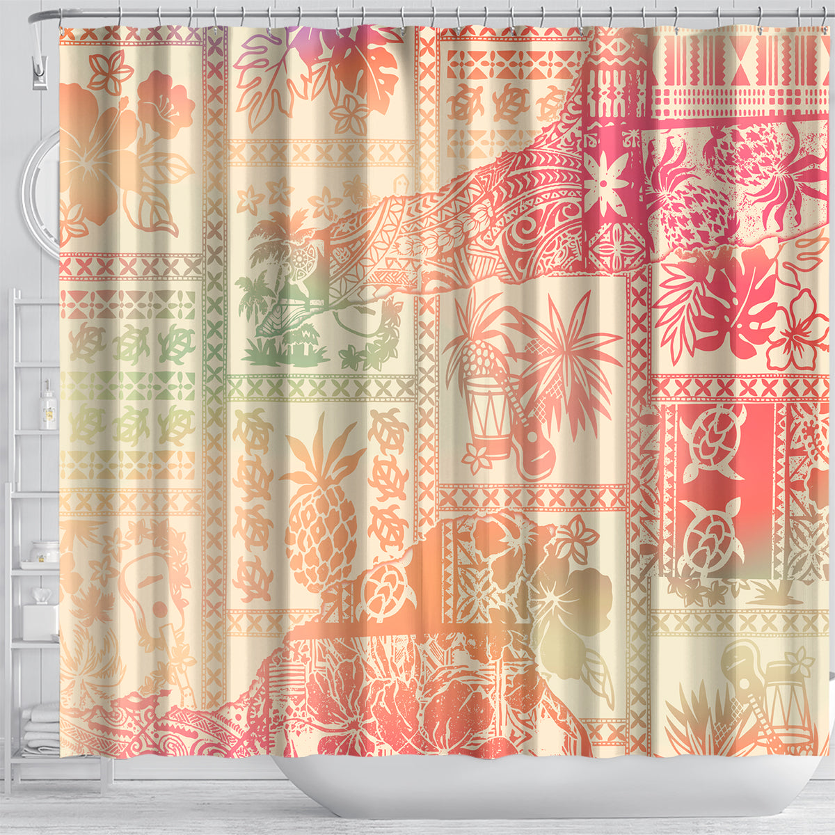 hawaii-shower-curtain-aloha-tribal-pattern-sweat-pink-ombre