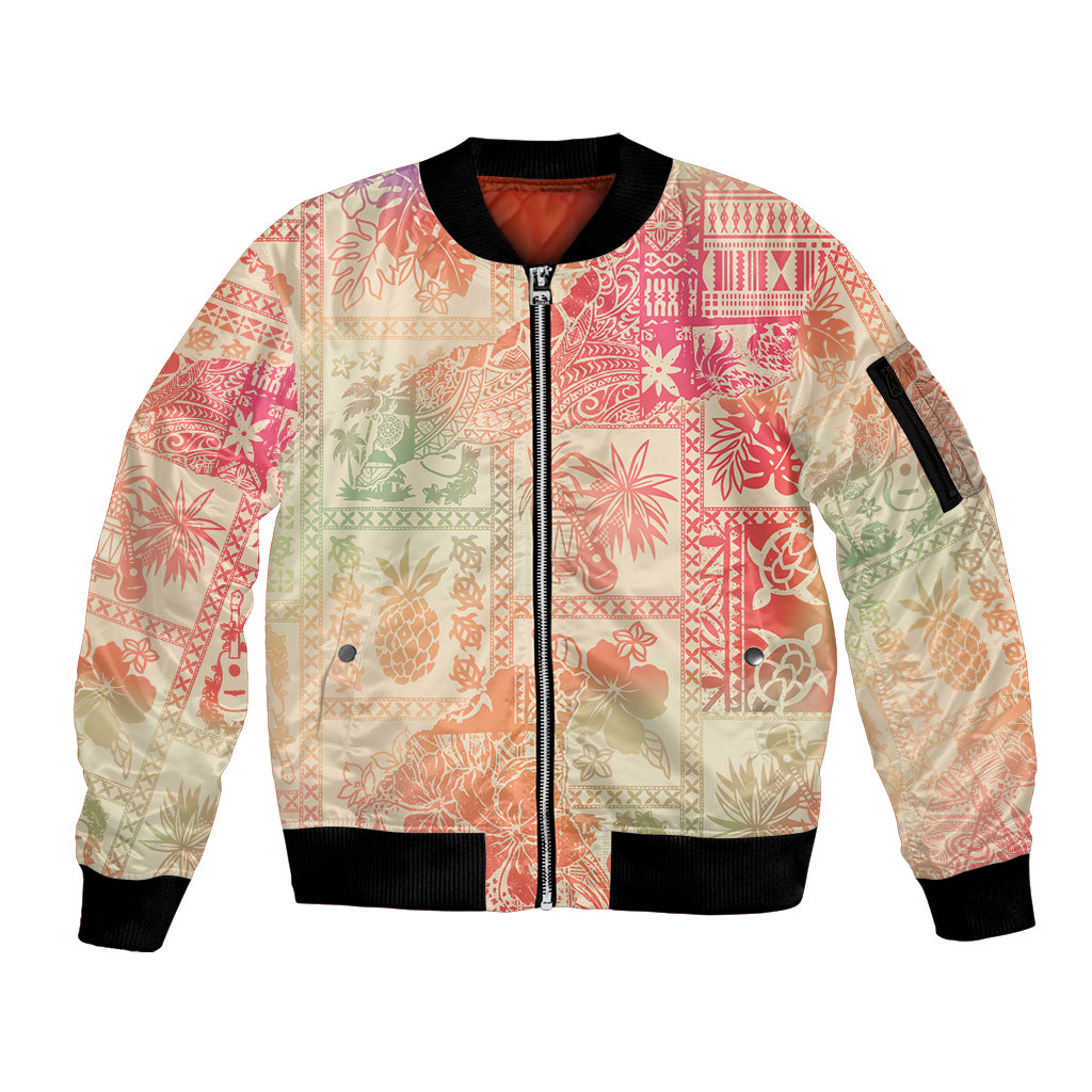 Hawaii Sleeve Zip Bomber Jacket Aloha Tribal Pattern Sweat Pink Ombre - Wonder Print Shop