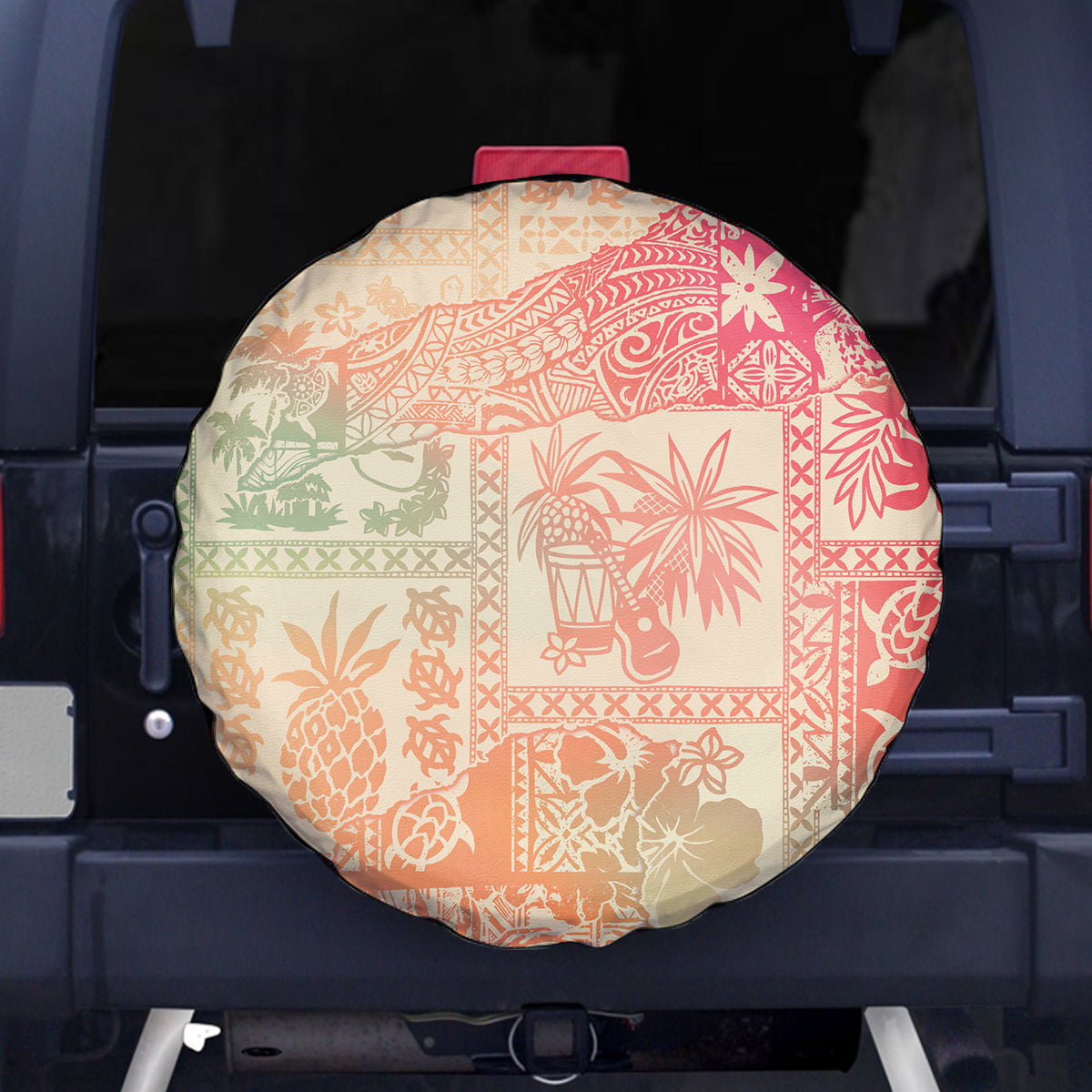 Hawaii Spare Tire Cover Aloha Tribal Pattern Sweat Pink Ombre - Wonder Print Shop