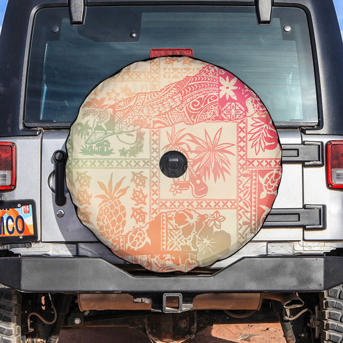Hawaii Spare Tire Cover Aloha Tribal Pattern Sweat Pink Ombre - Wonder Print Shop