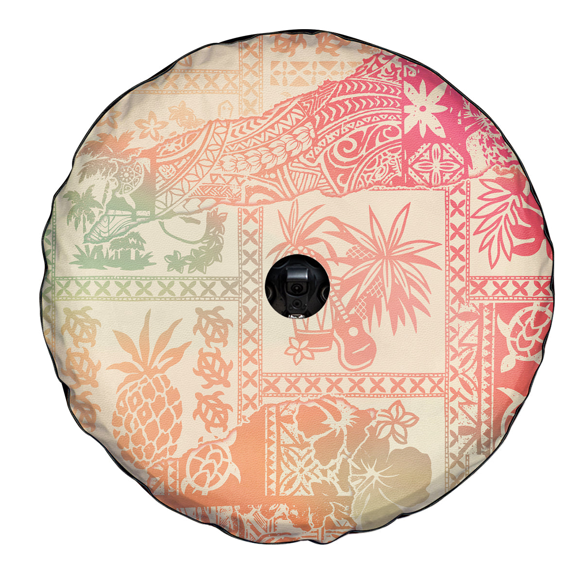 Hawaii Spare Tire Cover Aloha Tribal Pattern Sweat Pink Ombre - Wonder Print Shop