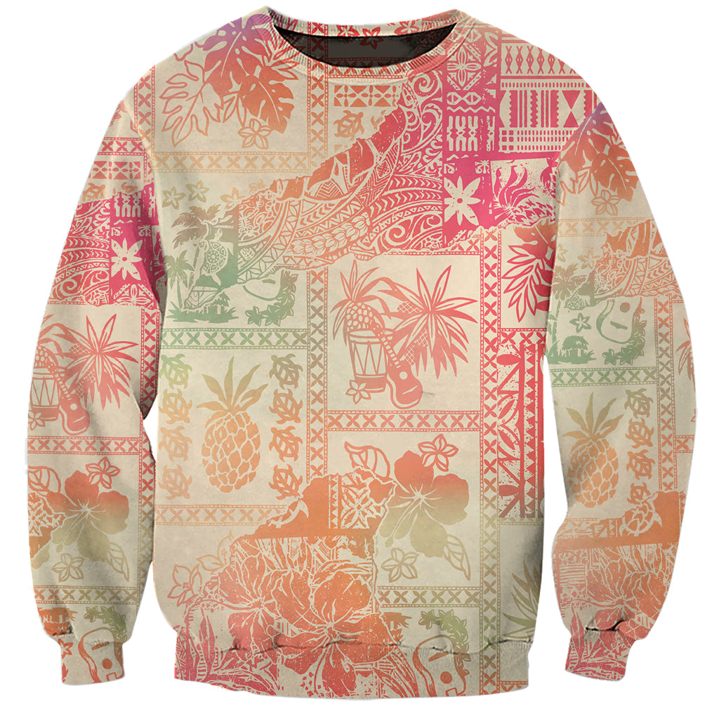 Hawaii Sweatshirt Aloha Tribal Pattern Sweat Pink Ombre - Wonder Print Shop