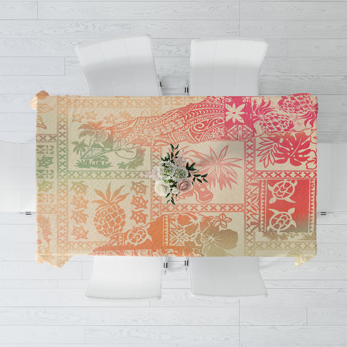 Hawaii Tablecloth Aloha Tribal Pattern Sweat Pink Ombre - Wonder Print Shop