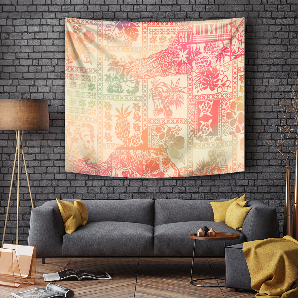 Hawaii Tapestry Aloha Tribal Pattern Sweat Pink Ombre - Wonder Print Shop