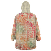Hawaii Wearable Blanket Hoodie Aloha Tribal Pattern Sweat Pink Ombre - Wonder Print Shop