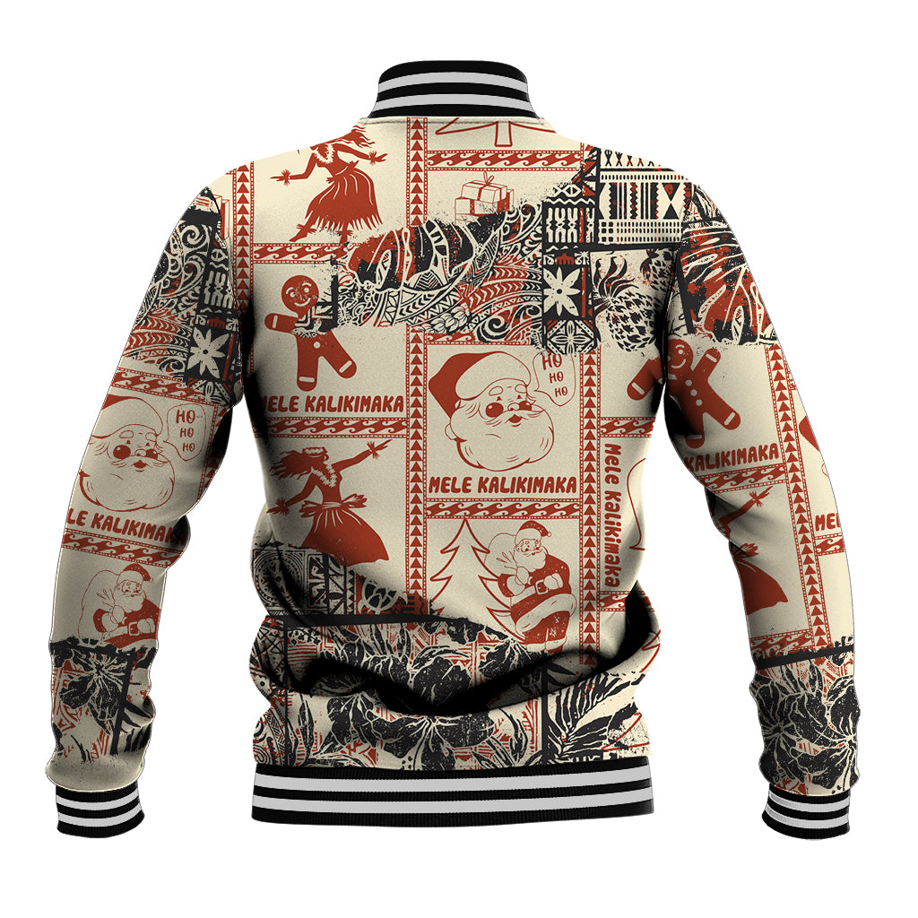 Aloha Hawaii Christmas Baseball Jacket Mele Kalikimaka Tapa Tribal Retro Style LT9 - Wonder Print Shop
