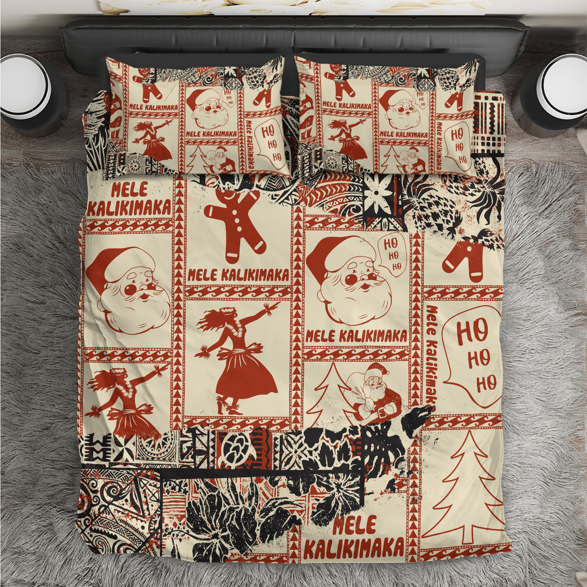 Aloha Hawaii Christmas Bedding Set Mele Kalikimaka Tapa Tribal Retro Style LT9 - Wonder Print Shop