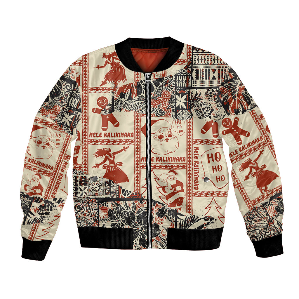 Aloha Hawaii Christmas Bomber Jacket Mele Kalikimaka Tapa Tribal Retro Style LT9 - Wonder Print Shop