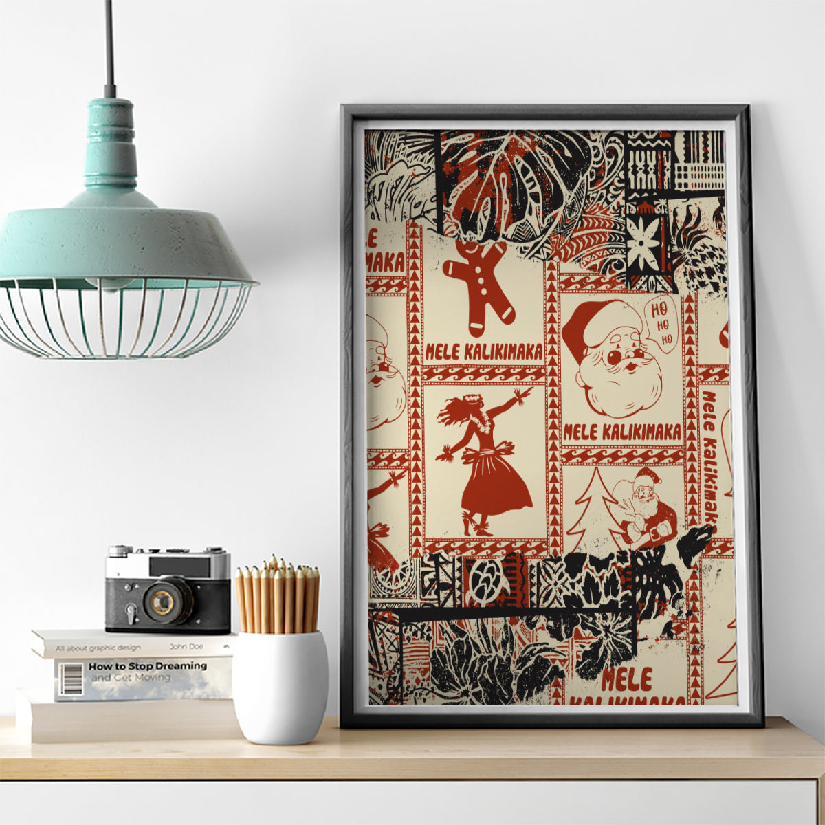 Aloha Hawaii Christmas Canvas Wall Art Mele Kalikimaka Tapa Tribal Retro Style LT9 - Wonder Print Shop
