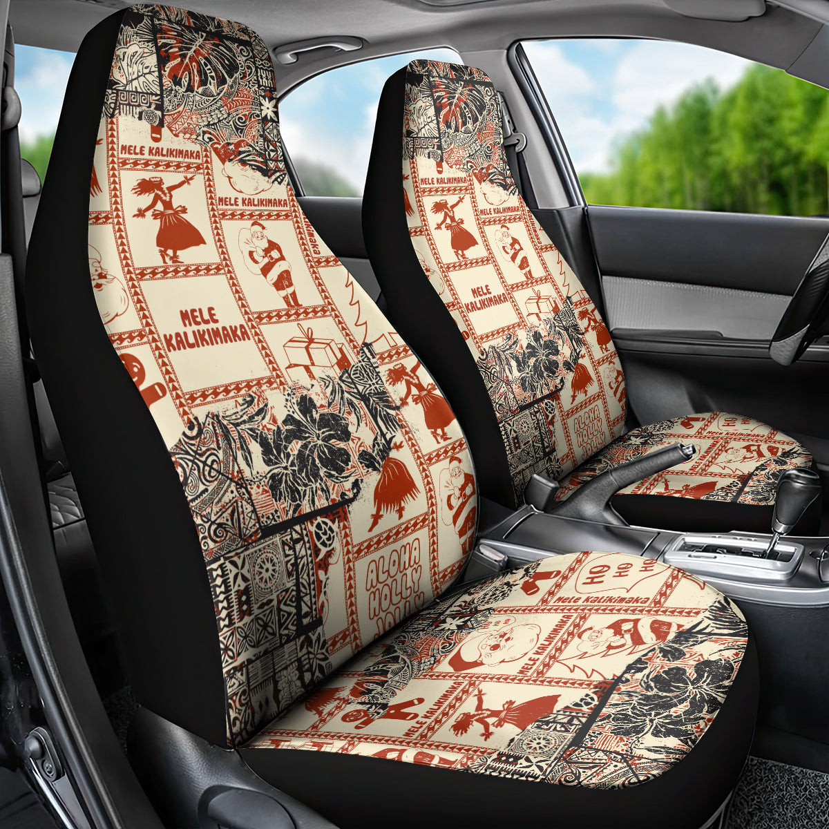 Aloha Hawaii Christmas Car Seat Cover Mele Kalikimaka Tapa Tribal Retro Style LT9 - Wonder Print Shop