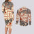 Aloha Hawaii Christmas Couples Matching Long Sleeve Bodycon Dress and Long Sleeve Button Shirt Mele Kalikimaka Tapa Tribal Retro Style LT9 - Wonder Print Shop