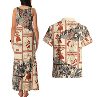 Aloha Hawaii Christmas Couples Matching Tank Maxi Dress and Hawaiian Shirt Mele Kalikimaka Tapa Tribal Retro Style LT9 - Wonder Print Shop