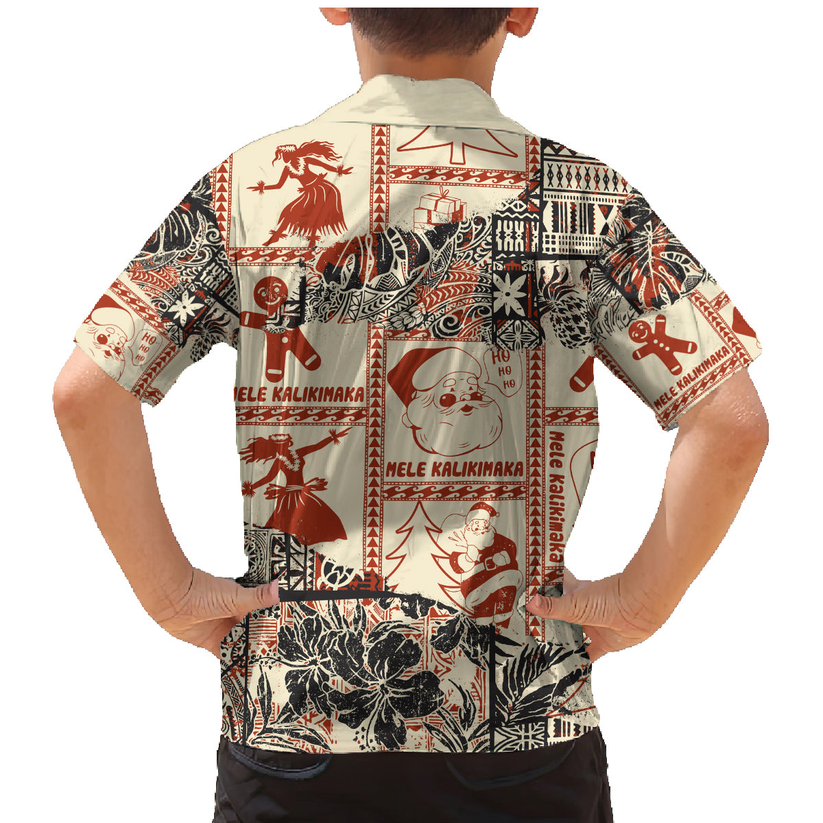 Aloha Hawaii Christmas Family Matching Mermaid Dress and Hawaiian Shirt Mele Kalikimaka Tapa Tribal Retro Style LT9 - Wonder Print Shop