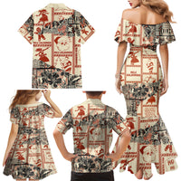 Aloha Hawaii Christmas Family Matching Mermaid Dress and Hawaiian Shirt Mele Kalikimaka Tapa Tribal Retro Style LT9 - Wonder Print Shop
