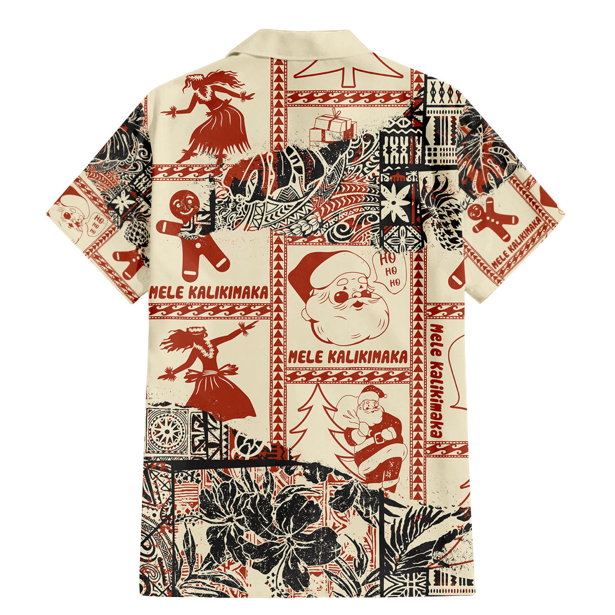 Aloha Hawaii Christmas Family Matching Mermaid Dress and Hawaiian Shirt Mele Kalikimaka Tapa Tribal Retro Style LT9 - Wonder Print Shop