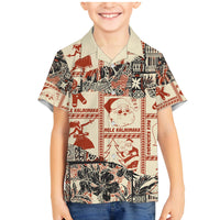 Aloha Hawaii Christmas Family Matching Mermaid Dress and Hawaiian Shirt Mele Kalikimaka Tapa Tribal Retro Style LT9 - Wonder Print Shop