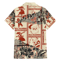Aloha Hawaii Christmas Family Matching Off Shoulder Long Sleeve Dress and Hawaiian Shirt Mele Kalikimaka Tapa Tribal Retro Style - Wonder Print Shop