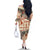 Aloha Hawaii Christmas Family Matching Off Shoulder Long Sleeve Dress and Hawaiian Shirt Mele Kalikimaka Tapa Tribal Retro Style - Wonder Print Shop