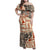 Aloha Hawaii Christmas Family Matching Off Shoulder Maxi Dress and Hawaiian Shirt Mele Kalikimaka Tapa Tribal Retro Style LT9 - Wonder Print Shop