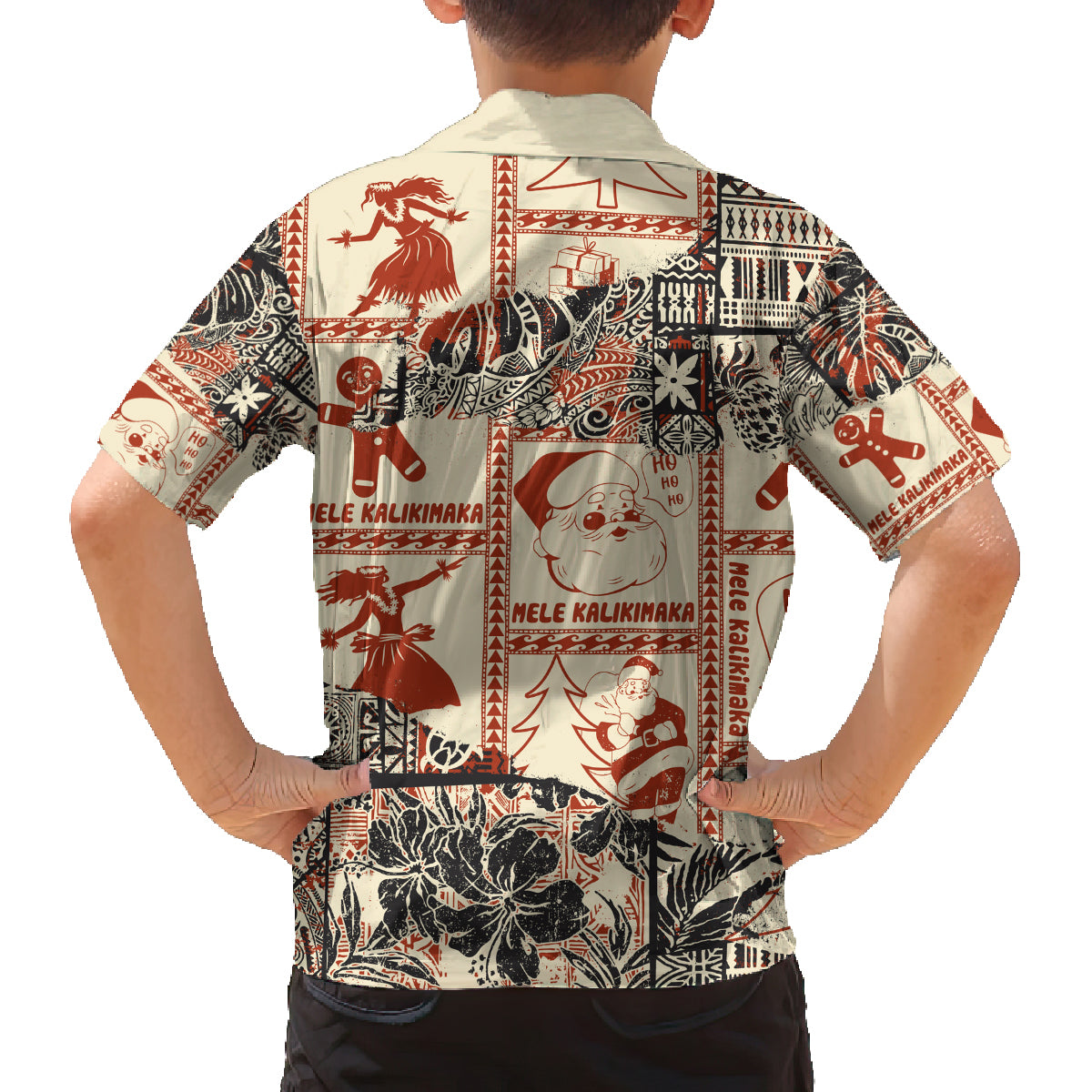 Aloha Hawaii Christmas Family Matching Puletasi Dress and Hawaiian Shirt Mele Kalikimaka Tapa Tribal Retro Style - Wonder Print Shop