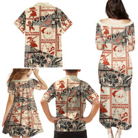 Aloha Hawaii Christmas Family Matching Puletasi Dress and Hawaiian Shirt Mele Kalikimaka Tapa Tribal Retro Style - Wonder Print Shop
