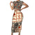 Aloha Hawaii Christmas Family Matching Short Sleeve Bodycon Dress and Hawaiian Shirt Mele Kalikimaka Tapa Tribal Retro Style - Wonder Print Shop