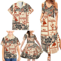 Aloha Hawaii Christmas Family Matching Summer Maxi Dress and Hawaiian Shirt Mele Kalikimaka Tapa Tribal Retro Style - Wonder Print Shop