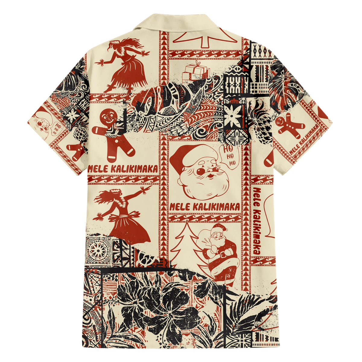 Aloha Hawaii Christmas Hawaiian Shirt Mele Kalikimaka Tapa Tribal Retro Style - Wonder Print Shop