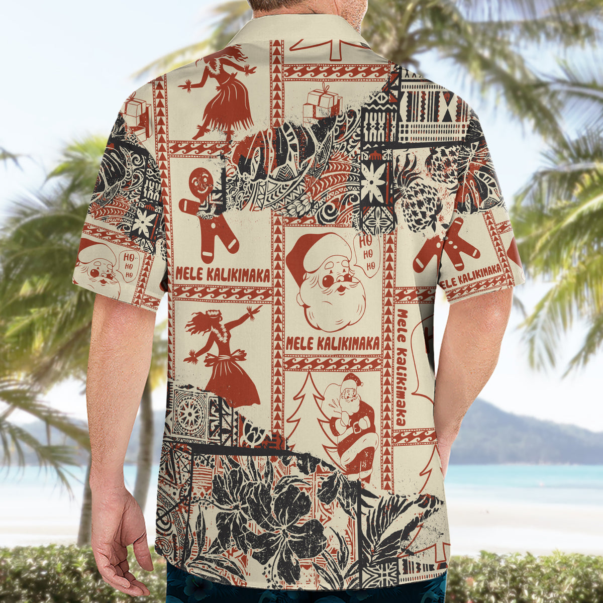 Aloha Hawaii Christmas Hawaiian Shirt Mele Kalikimaka Tapa Tribal Retro Style - Wonder Print Shop
