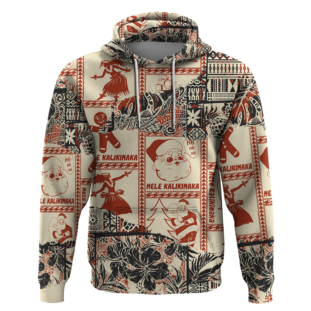 Aloha Hawaii Christmas Hoodie Mele Kalikimaka Tapa Tribal Retro Style - Wonder Print Shop