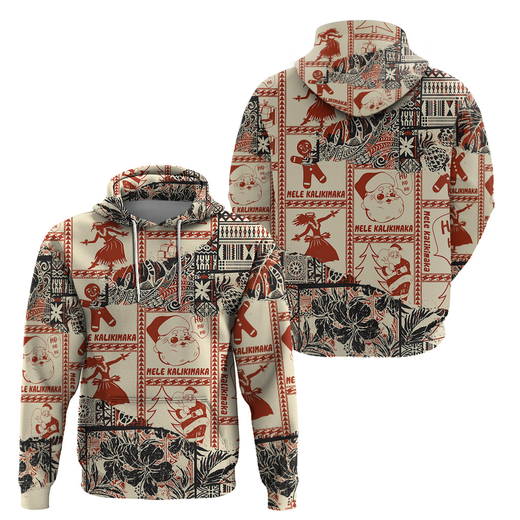 Aloha Hawaii Christmas Hoodie Mele Kalikimaka Tapa Tribal Retro Style - Wonder Print Shop