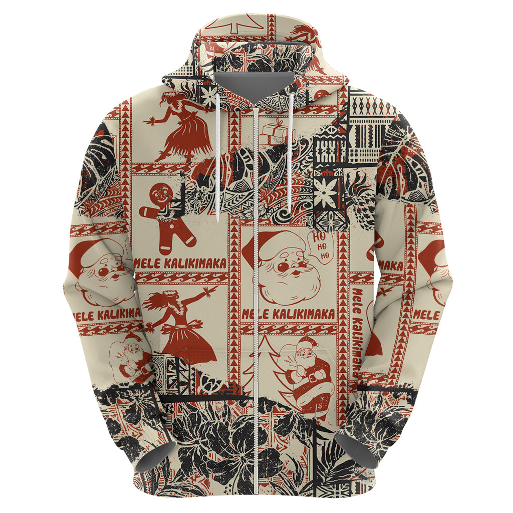 Aloha Hawaii Christmas Hoodie Mele Kalikimaka Tapa Tribal Retro Style - Wonder Print Shop