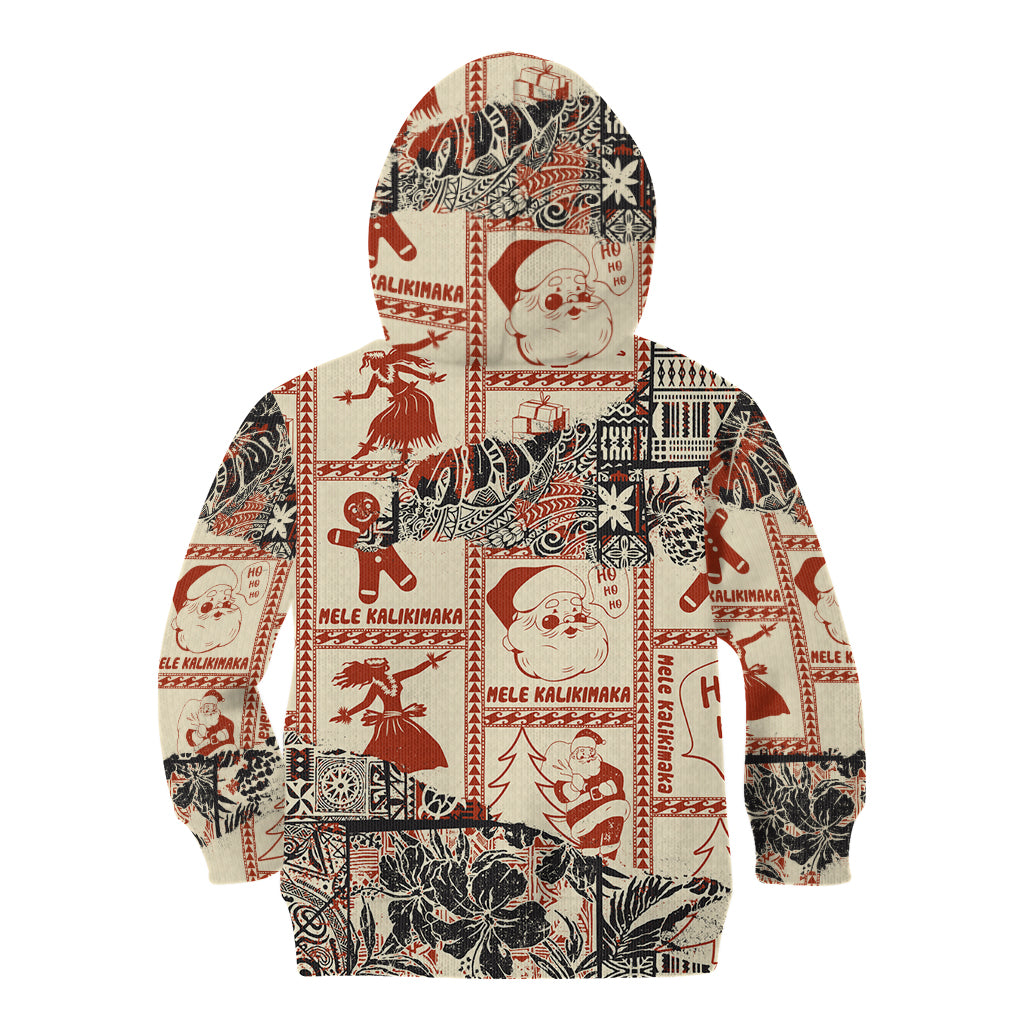 Aloha Hawaii Christmas Kid Hoodie Mele Kalikimaka Tapa Tribal Retro Style - Wonder Print Shop