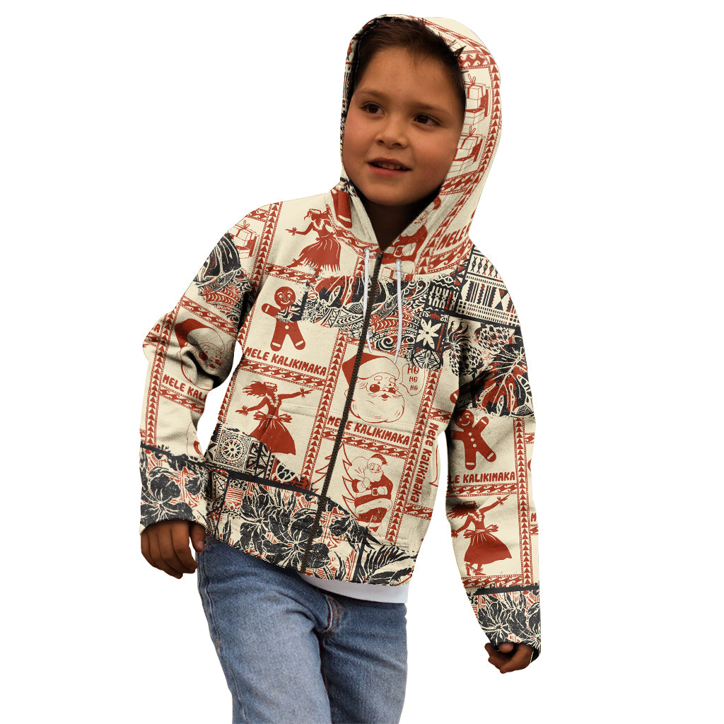 Aloha Hawaii Christmas Kid Hoodie Mele Kalikimaka Tapa Tribal Retro Style - Wonder Print Shop