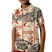 Aloha Hawaii Christmas Kid Polo Shirt Mele Kalikimaka Tapa Tribal Retro Style - Wonder Print Shop