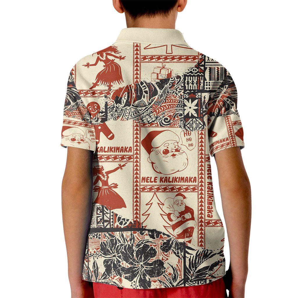 Aloha Hawaii Christmas Kid Polo Shirt Mele Kalikimaka Tapa Tribal Retro Style - Wonder Print Shop